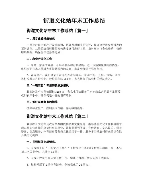 街道文化站年末工作总结