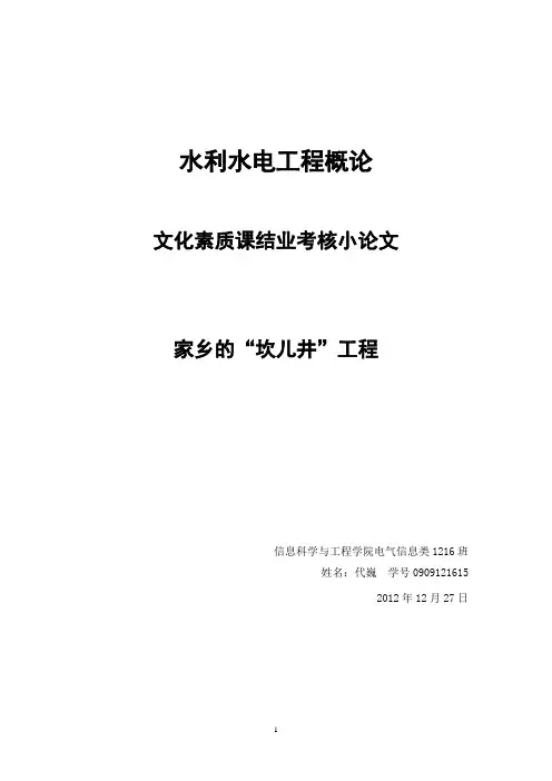水利水电工程概论结课论文