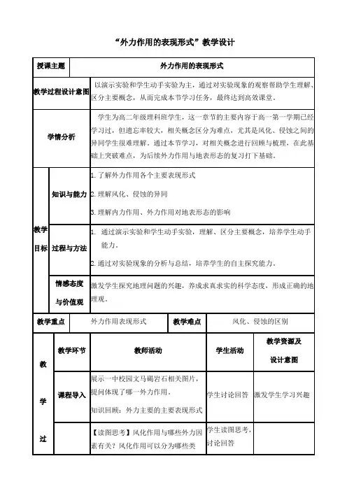 高中地理湘教版一教案-2.2地球表面形态