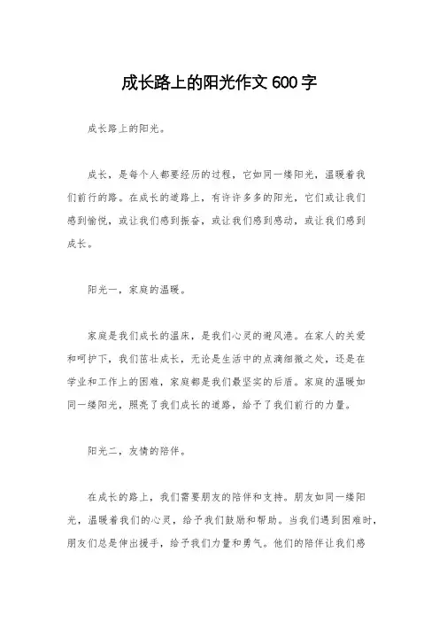 成长路上的阳光作文600字