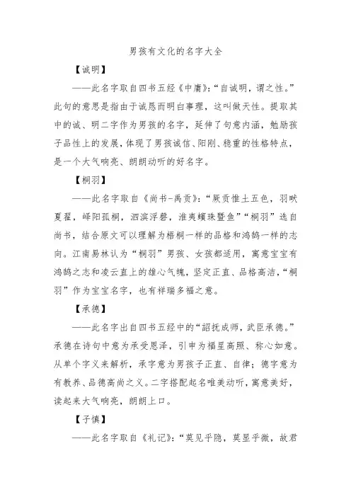 男孩有文化的名字大全