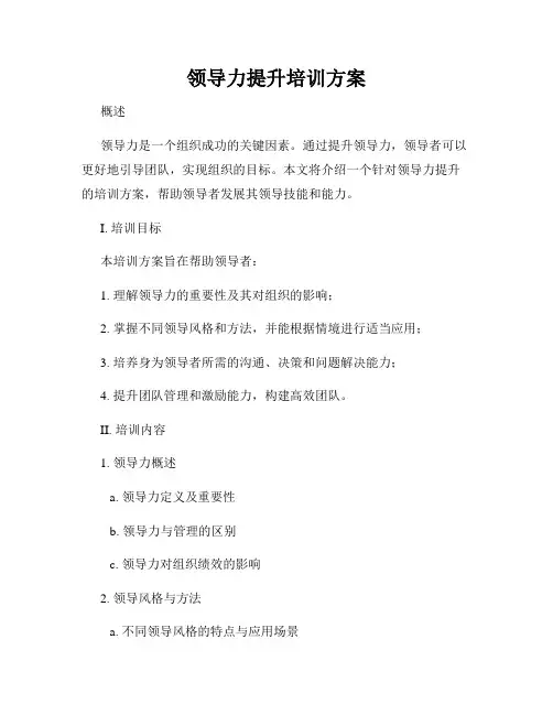 领导力提升培训方案