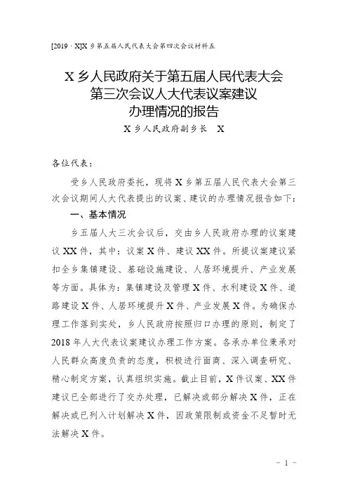 乡镇人代会议案建议报告