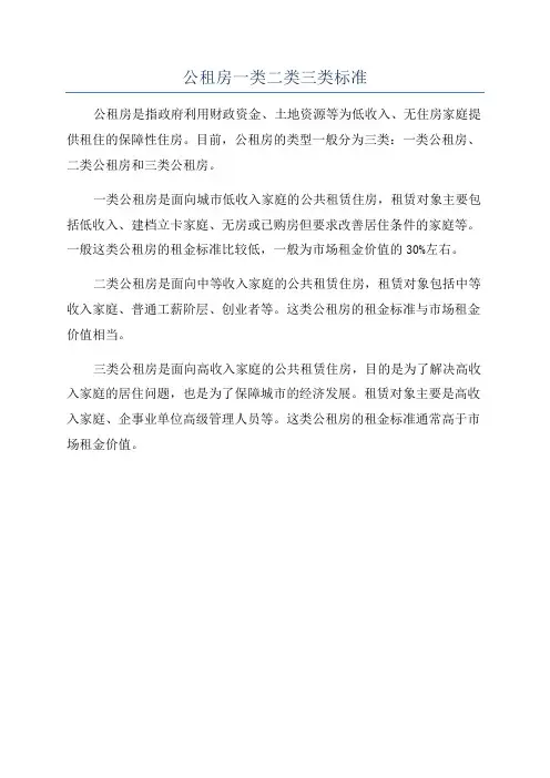 公租房一类二类三类标准
