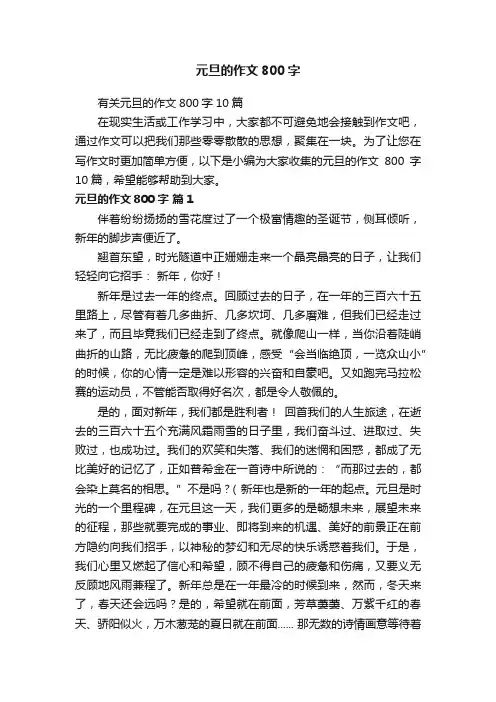 元旦的作文800字
