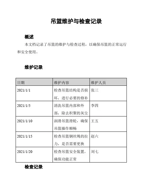 吊篮维护与检查记录