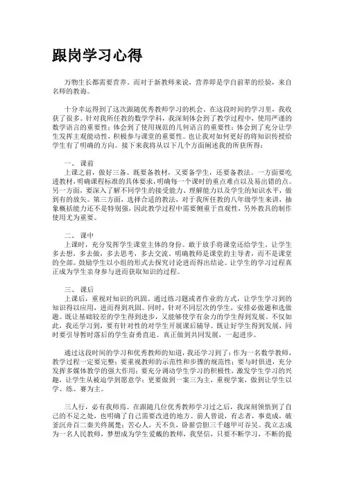 教师跟岗学习