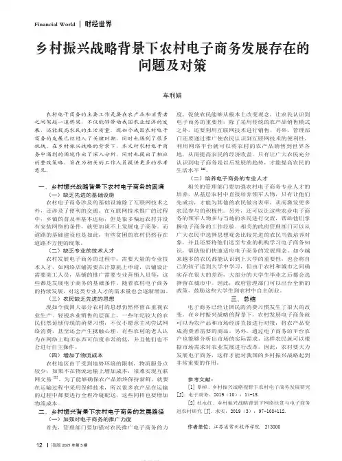 乡村振兴战略背景下农村电子商务发展存在的问题及对策