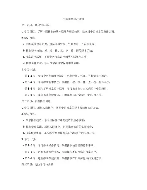 中医推拿学习计划