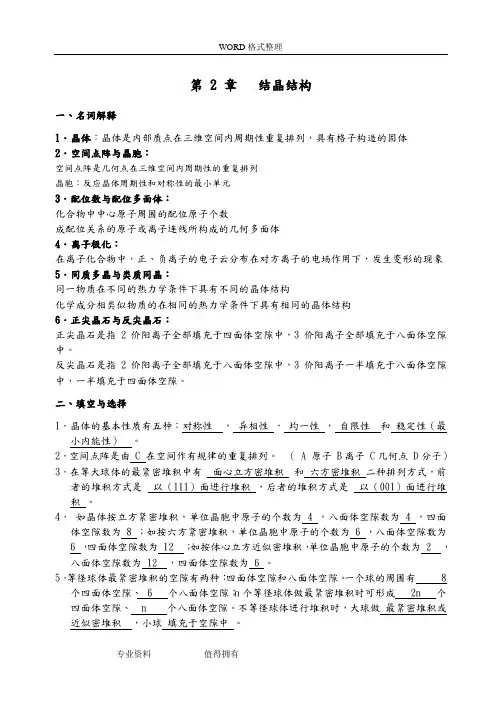无机材料科学基础___第二章晶体结构
