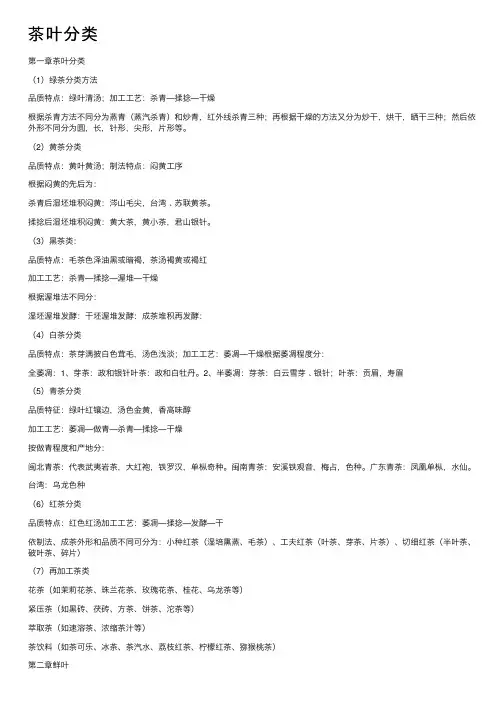 茶叶分类——精选推荐