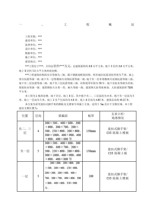 盘扣式脚手架模板及支撑架专项施工方案