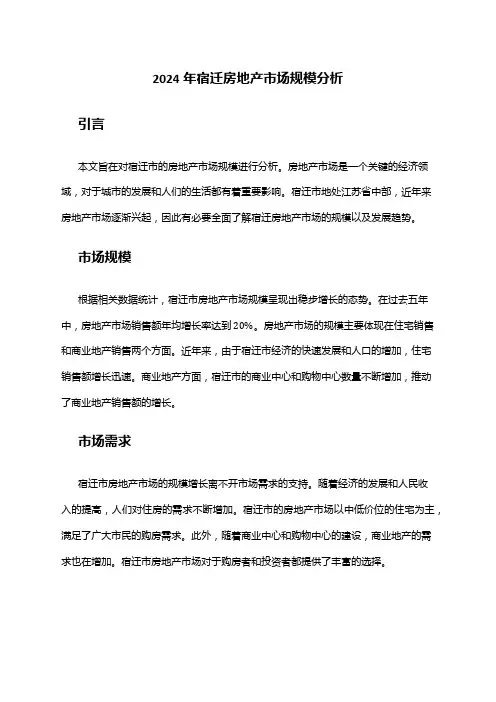 2024年宿迁房地产市场规模分析