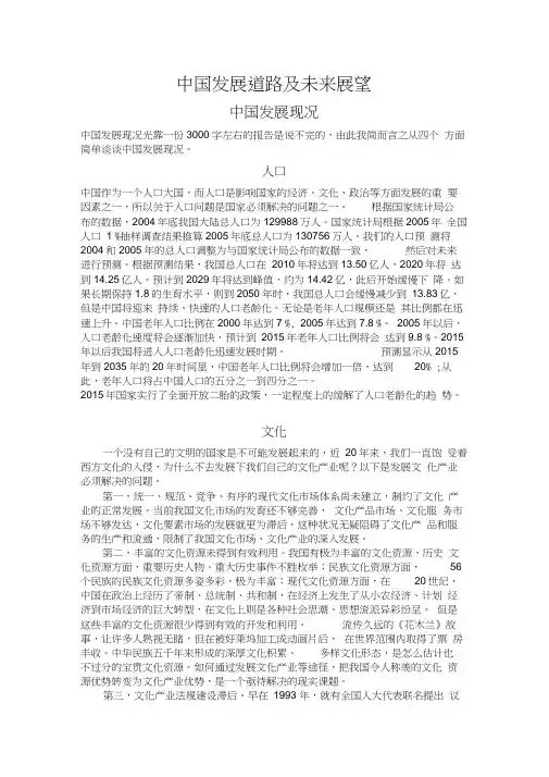 中国发展道路及未来展望