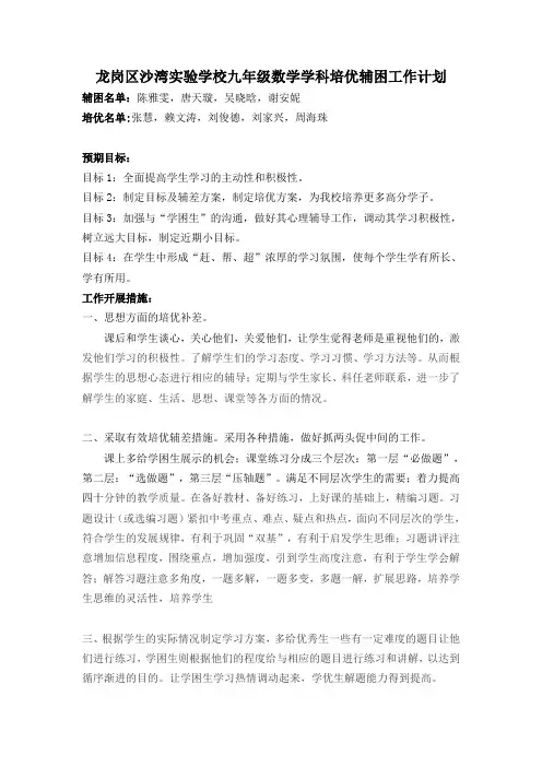 初三教师培优辅困工作计划