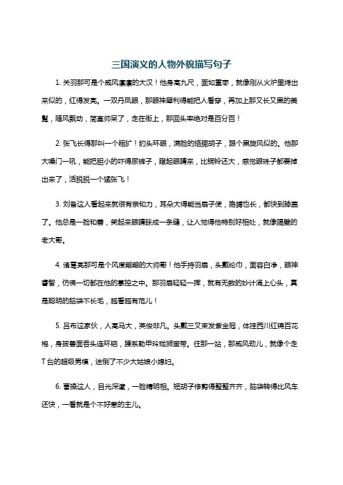 三国演义的人物外貌描写句子