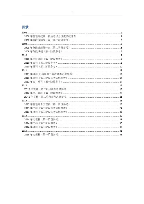 江苏省2008-2015高考分段成绩统计表.资料