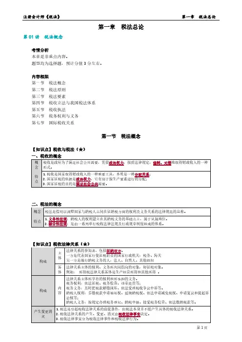 2023年注册会计师《税法》 第一章 税法总论