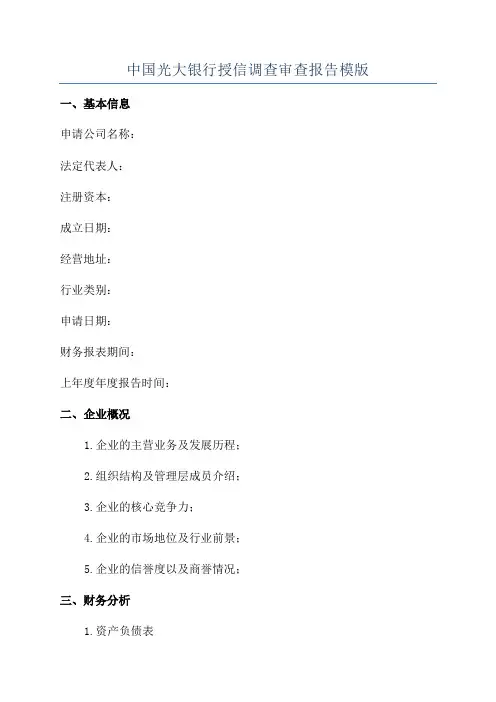 中国光大银行授信调查审查报告模版