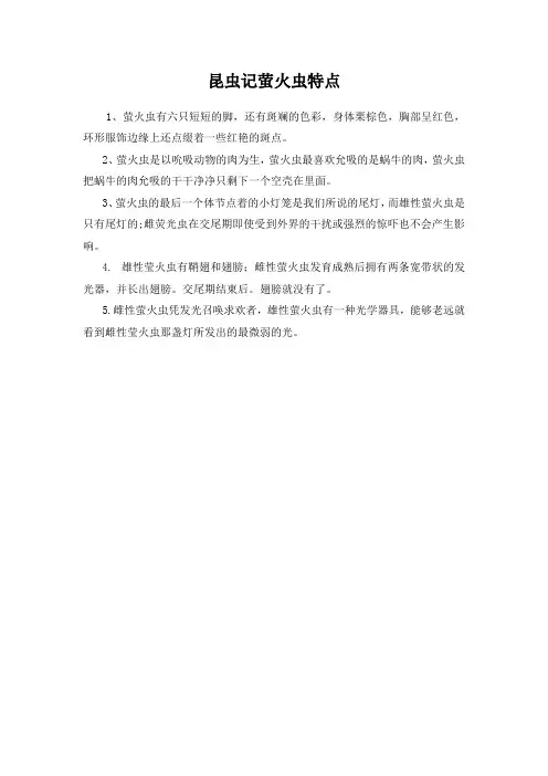 昆虫记萤火虫特点