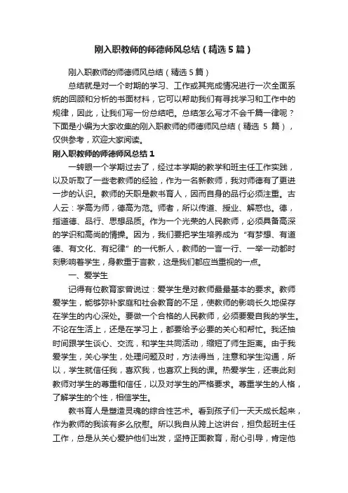 刚入职教师的师德师风总结（精选5篇）