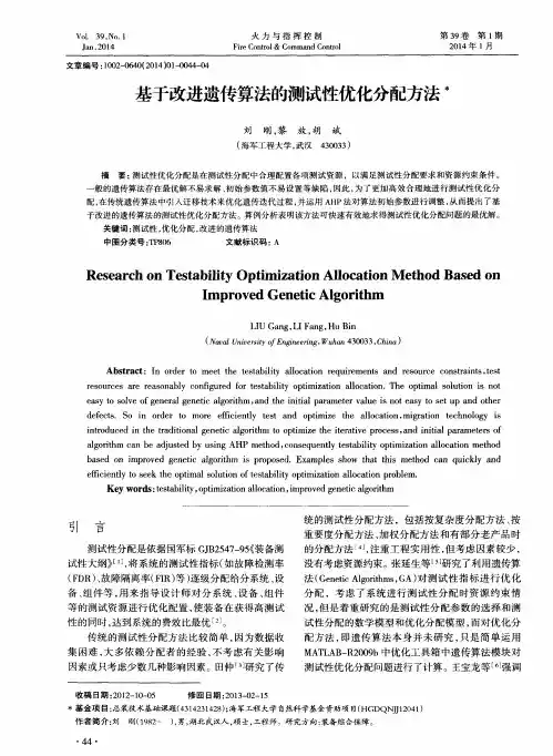 基于改进遗传算法的测试性优化分配方法