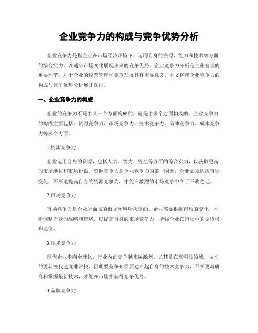 企业竞争力的构成与竞争优势分析