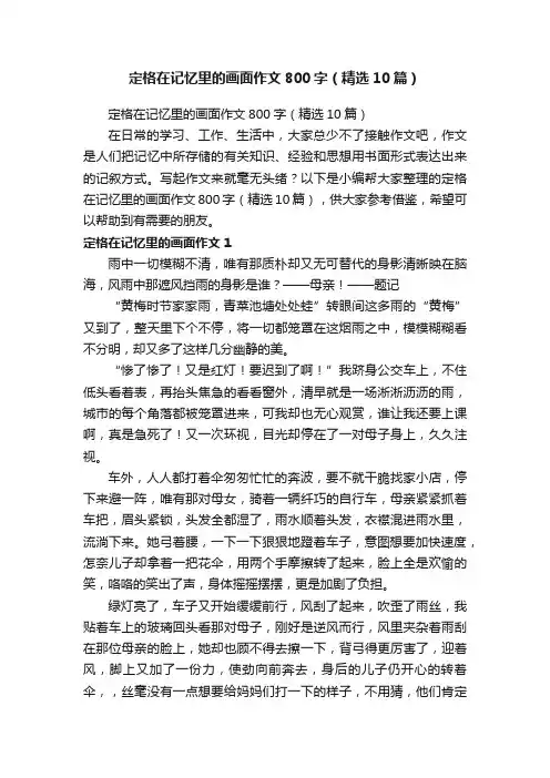 定格在记忆里的画面作文800字（精选10篇）