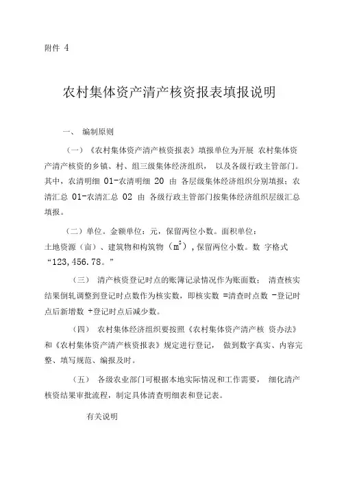 清产核资报表填报说明