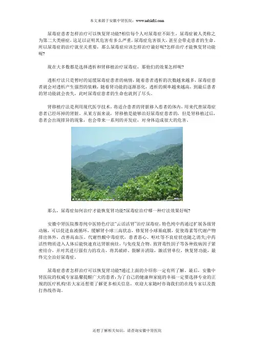 尿毒症患者怎样治疗可以恢复肾功能