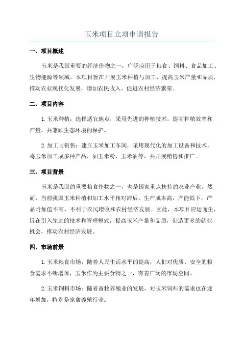 玉米项目立项申请报告