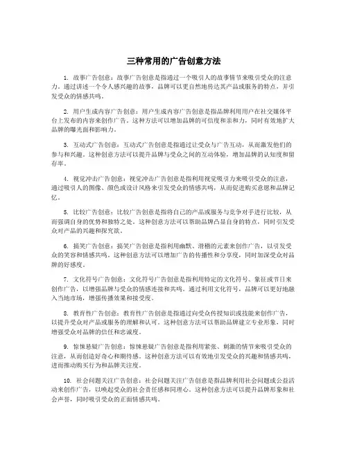 三种常用的广告创意方法
