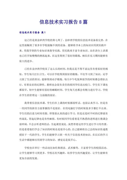信息技术实习报告8篇