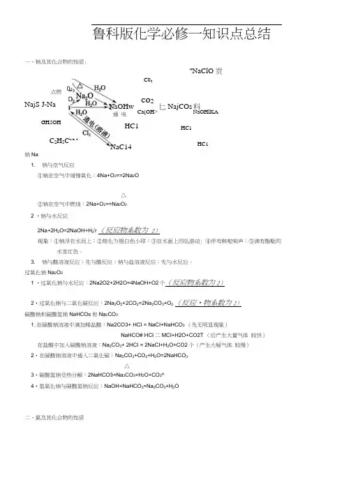 鲁科版-高中化学必修1知识点总结(整理版)