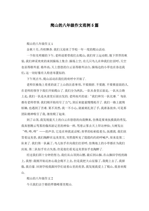 爬山的八年级作文范例5篇