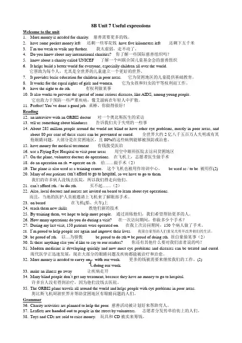 牛津译林版英语八年级下册 8BUnit7短语归纳默写纸