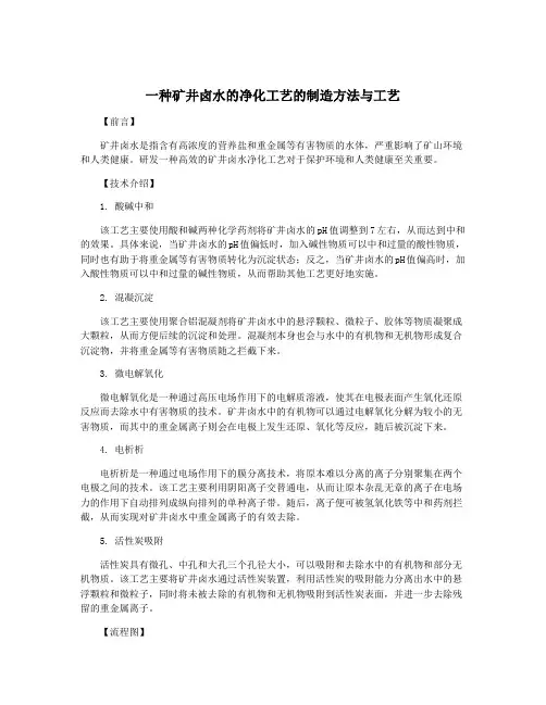 一种矿井卤水的净化工艺的制造方法与工艺