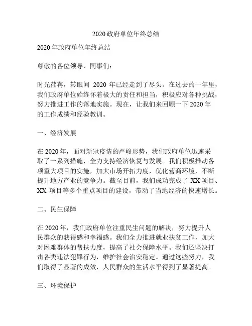 2020政府单位年终总结