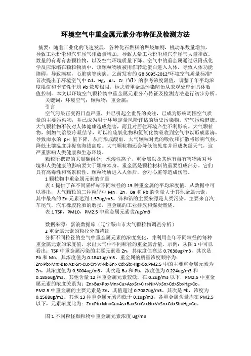 环境空气中重金属元素分布特征及检测方法