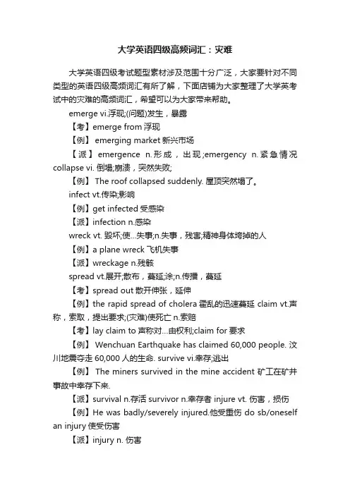 大学英语四级高频词汇：灾难