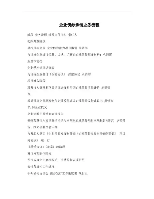 企业债券承销业务流程
