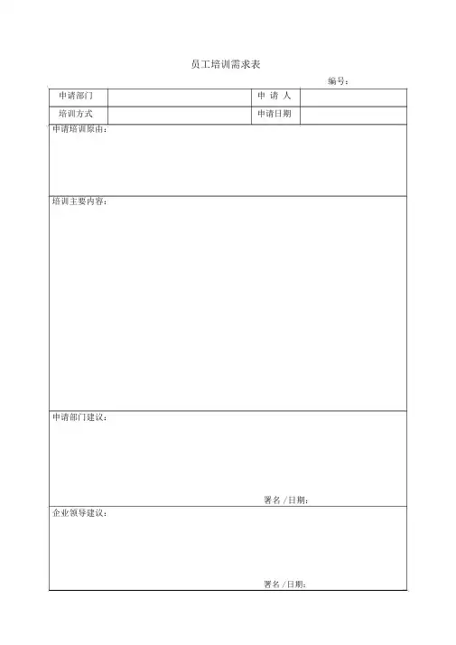 培训需求表
