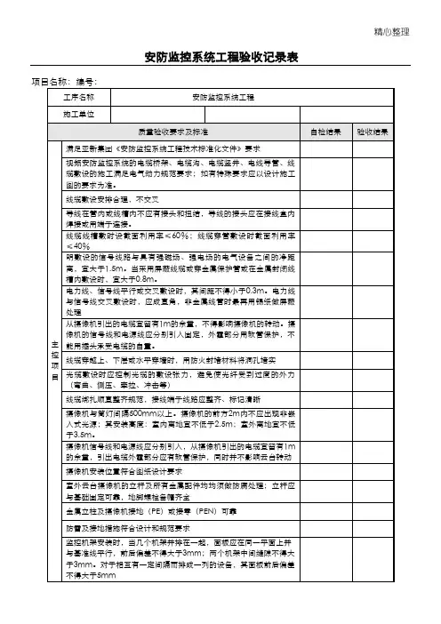 安防监控系统工程验收表