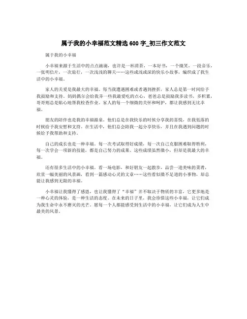 属于我的小幸福范文精选600字_初三作文范文