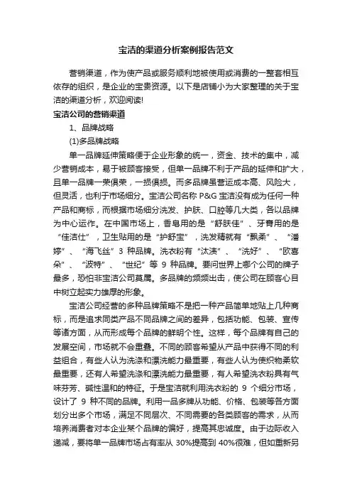 宝洁的渠道分析案例报告范文