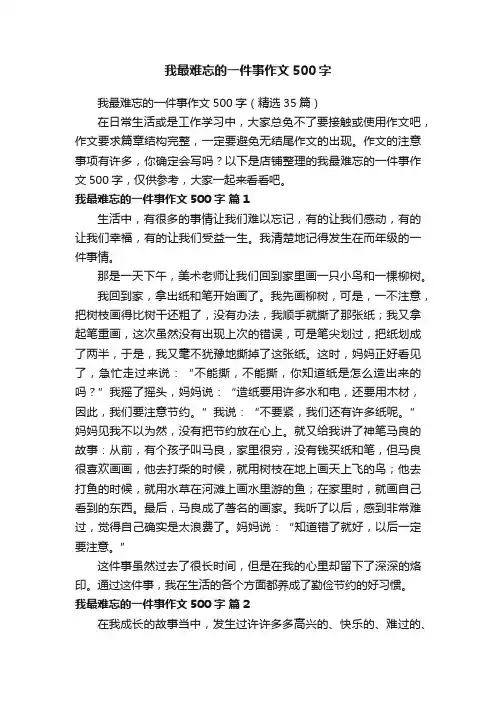 我最难忘的一件事作文500字