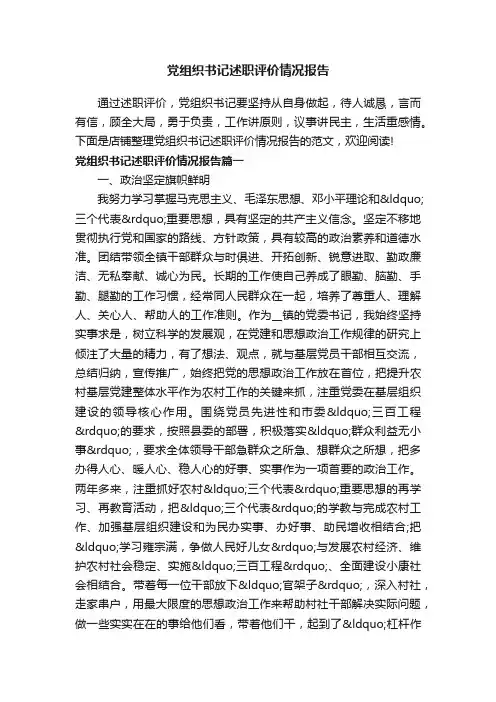 党组织书记述职评价情况报告
