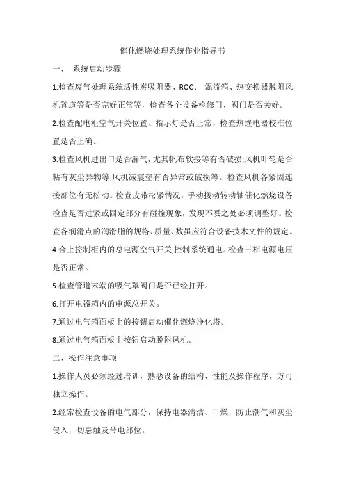 催化燃烧处理系统作业指导书