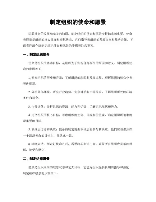 制定组织的使命和愿景