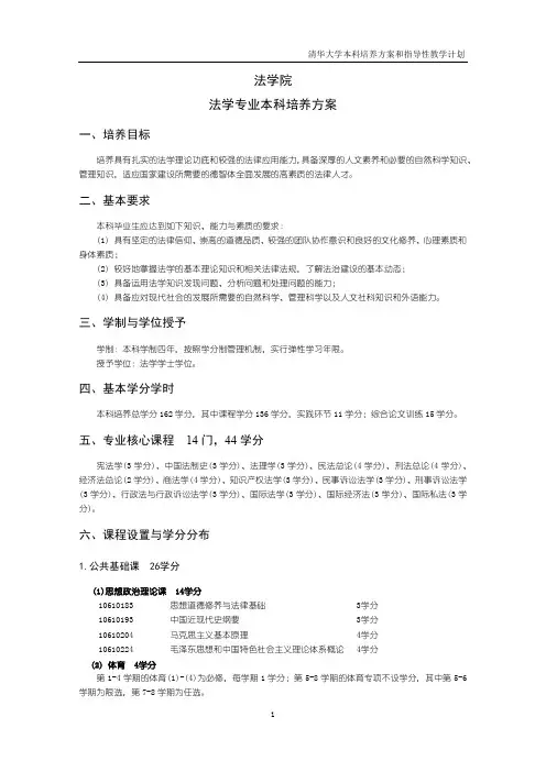 法学院法学专业本科培养方案-清华大学